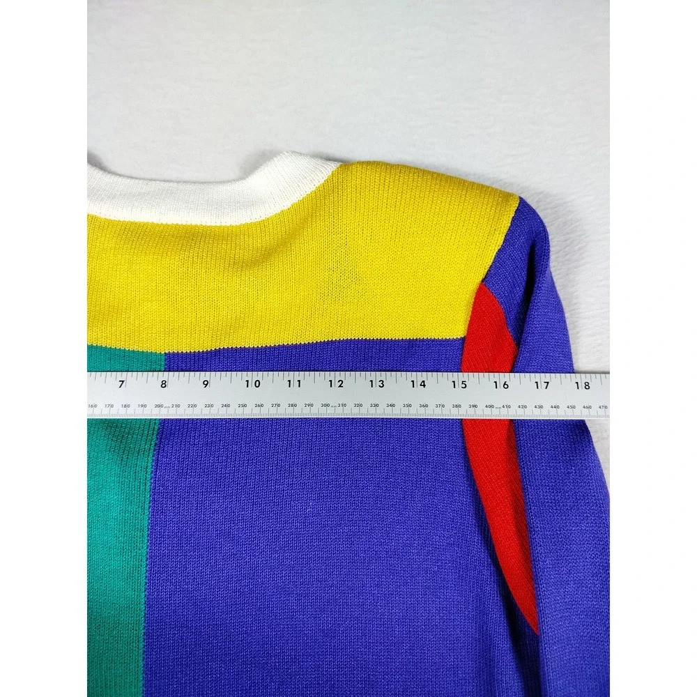 Vintage Eric Stevens Sweater Top Womens 8 Multicolor‎ Colorblock Cardigan 80s